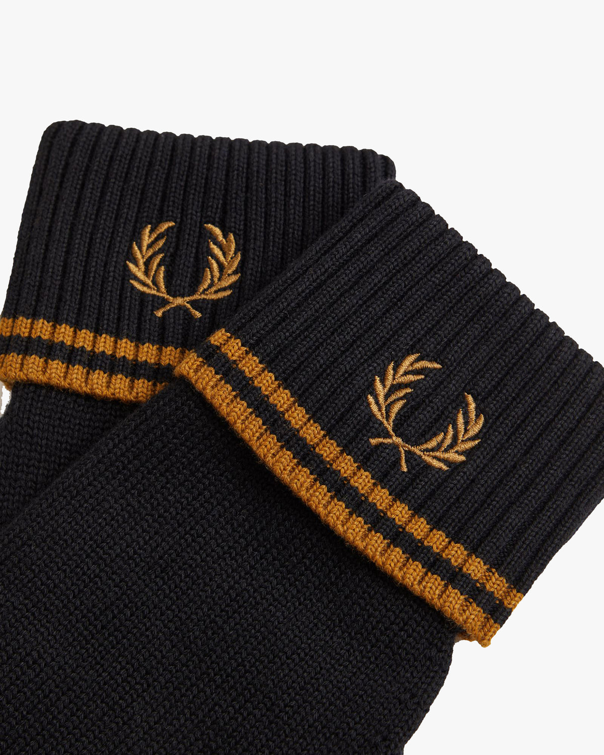 Fred Perry Twin Tipped Merino Wool Gloves - Black / Dark Caramel