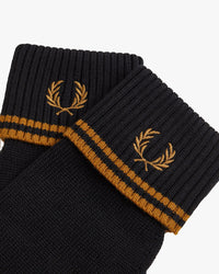 Fred Perry Twin Tipped Merino Wool Gloves - Black / Dark Caramel