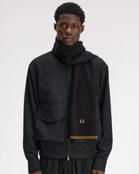 Fred Perry Twin Tipped Merino Wool Scarf - Black / Dark Caramel