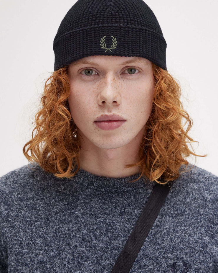 Fred Perry Waffle Knit Beanie - Black