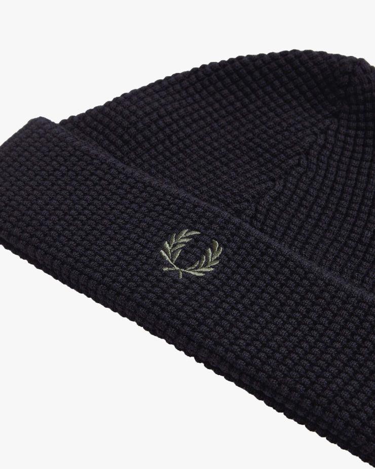 Fred Perry Waffle Knit Beanie - Black