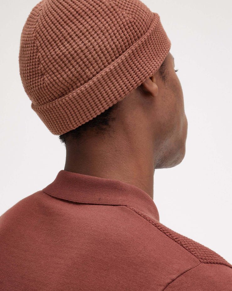 Fred Perry Waffle Knit Beanie - Whisky Brown