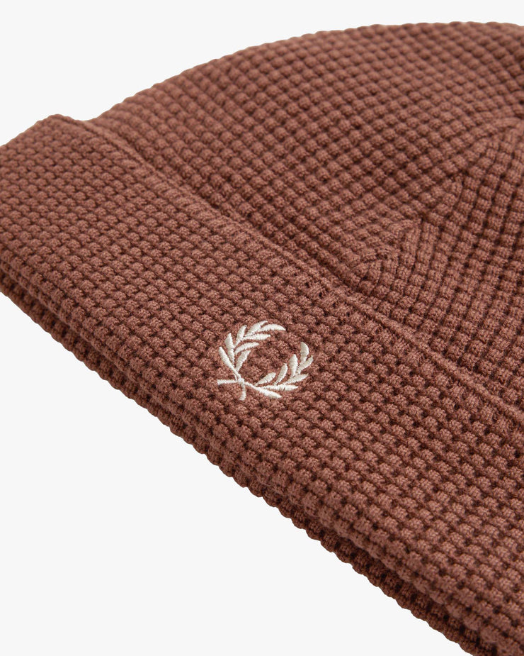 Fred Perry Waffle Knit Beanie - Whisky Brown