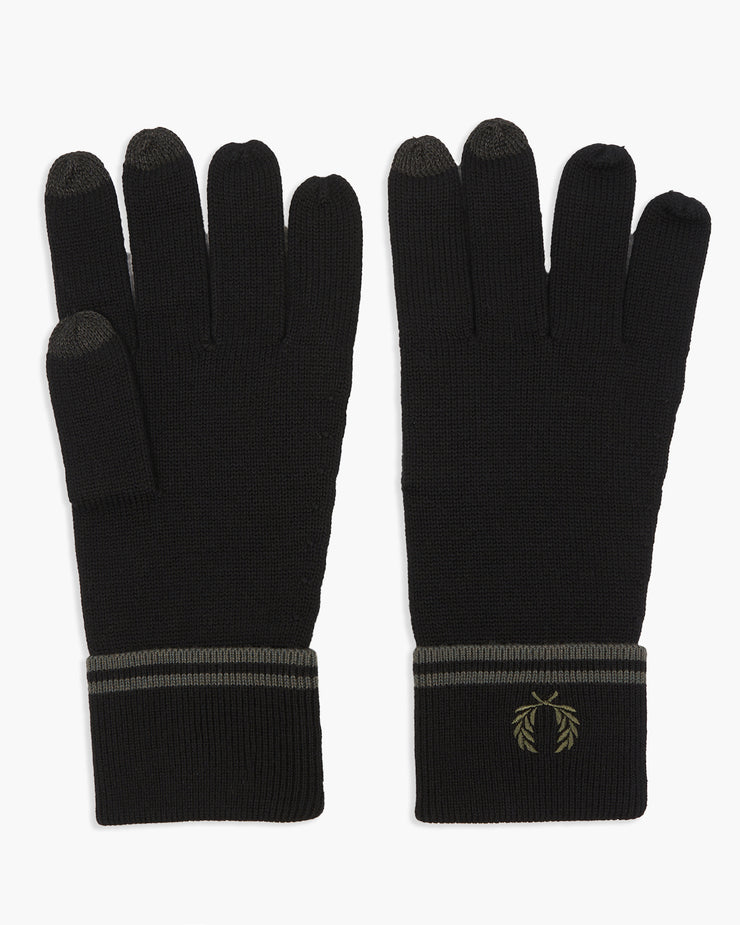 Fred Perry Twin Tipped Merino Wool Gloves - Black / Field Green