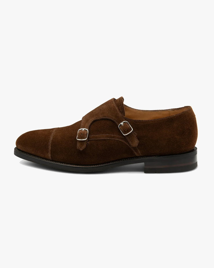 Loake 1880 Classic Cannon Twin Buckle Monk Shoe - Brown Suede