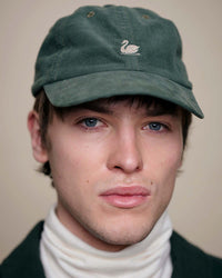 Merz b. Schwanen CAP01LC Swan Logo Corduroy Cap - Forest