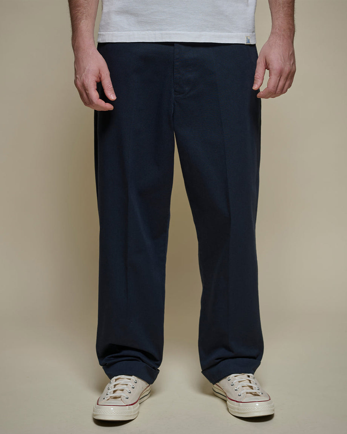 Merz b. Schwanen 1920s Cotton Twill Worker Chinos - Dark Navy