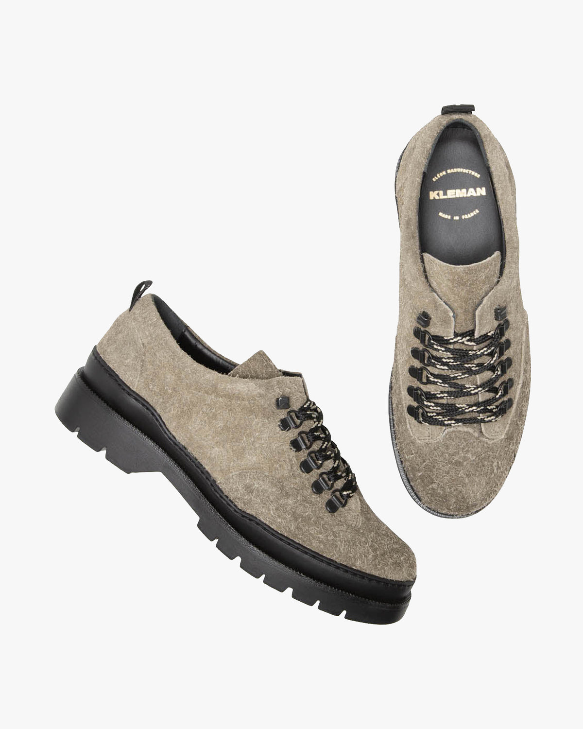 Kleman Courrier 2 'Fur' Hairy Suede Derby Shoe - Khaki Poudré