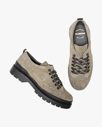 Kleman Courrier 2 'Fur' Hairy Suede Derby Shoe - Khaki Poudré