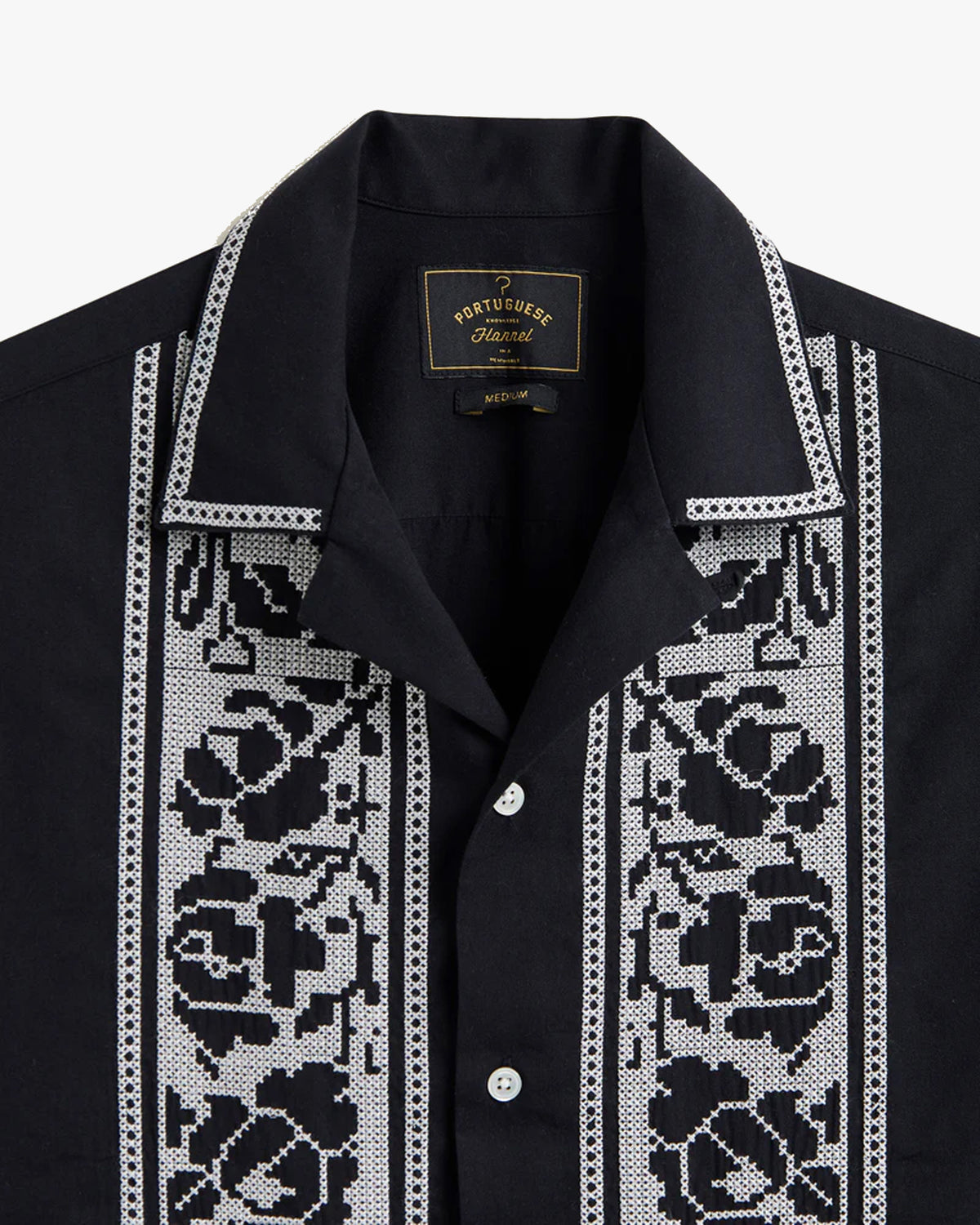Portuguese Flannel Cross Stitch Shirt - Black