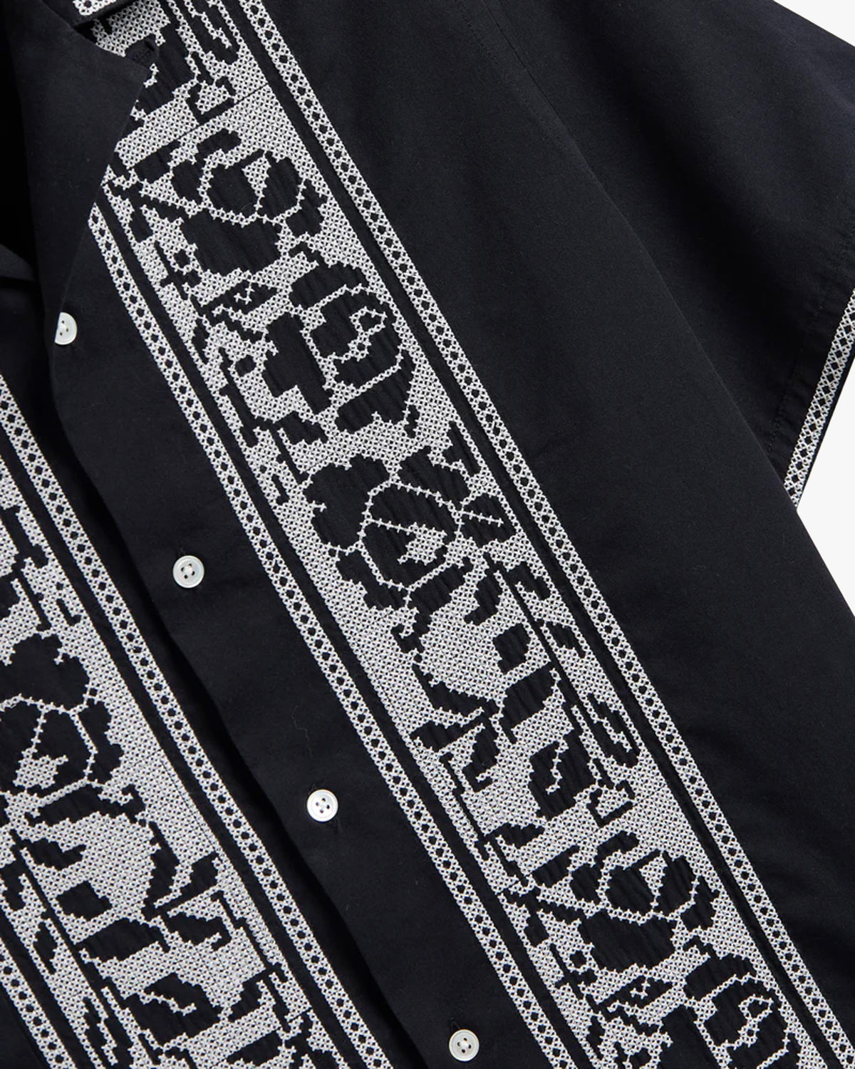 Portuguese Flannel Cross Stitch Shirt - Black