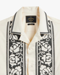 Portuguese Flannel Cross Stitch Shirt - Ecru