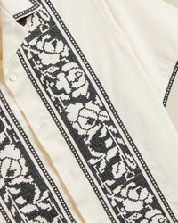 Portuguese Flannel Cross Stitch Shirt - Ecru