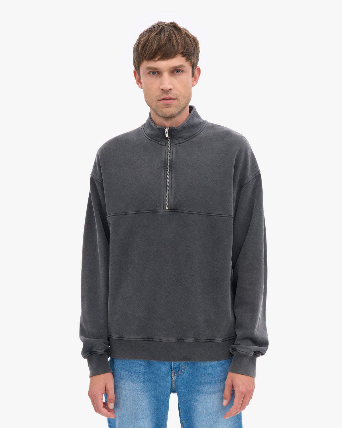 Colorful Standard Organic Quarter Zip Sweater - Faded Black | Colorful Standard Sweaters & Knitwear | JEANSTORE