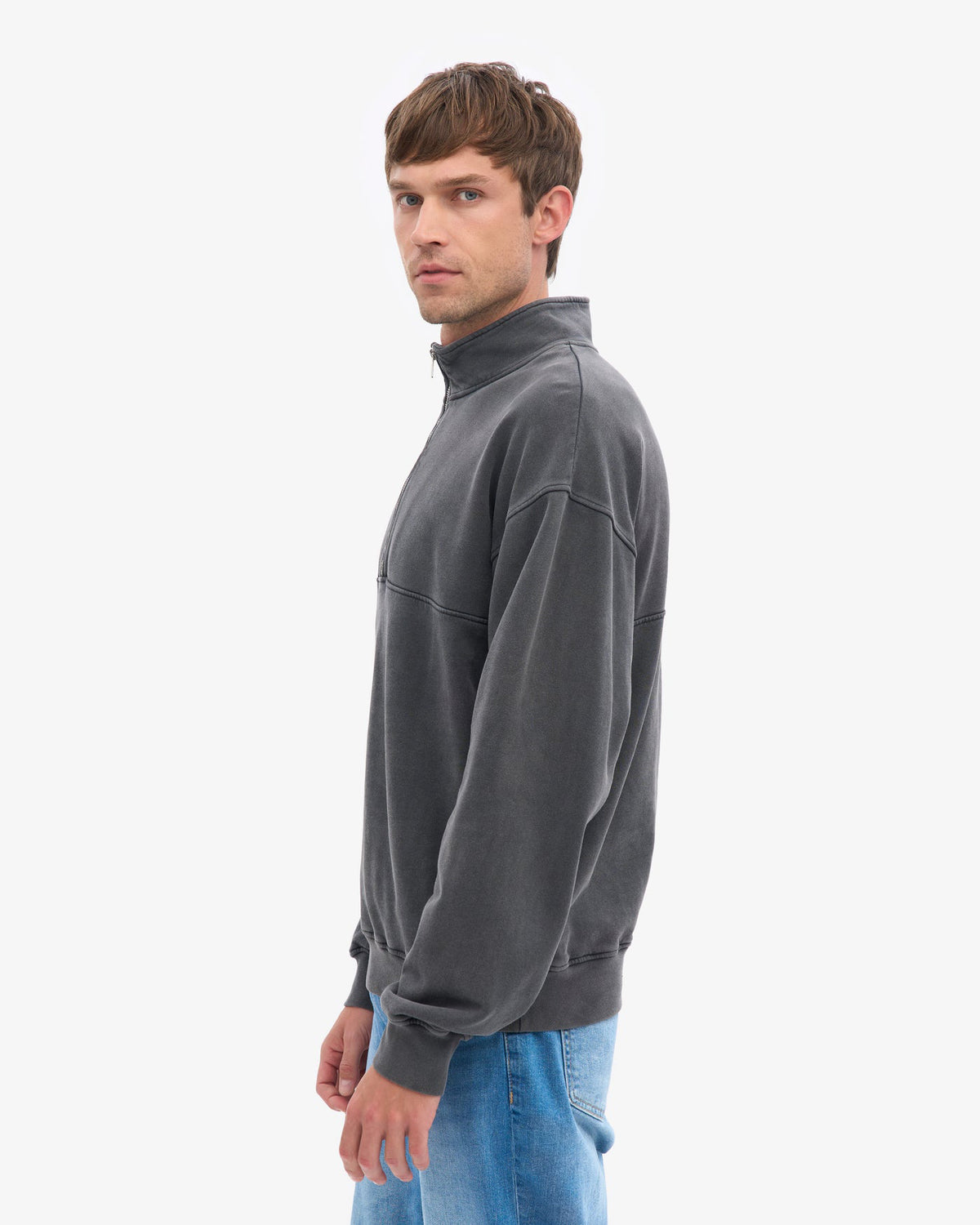 Colorful Standard Organic Quarter Zip Sweater - Faded Black | Colorful Standard Sweaters & Knitwear | JEANSTORE
