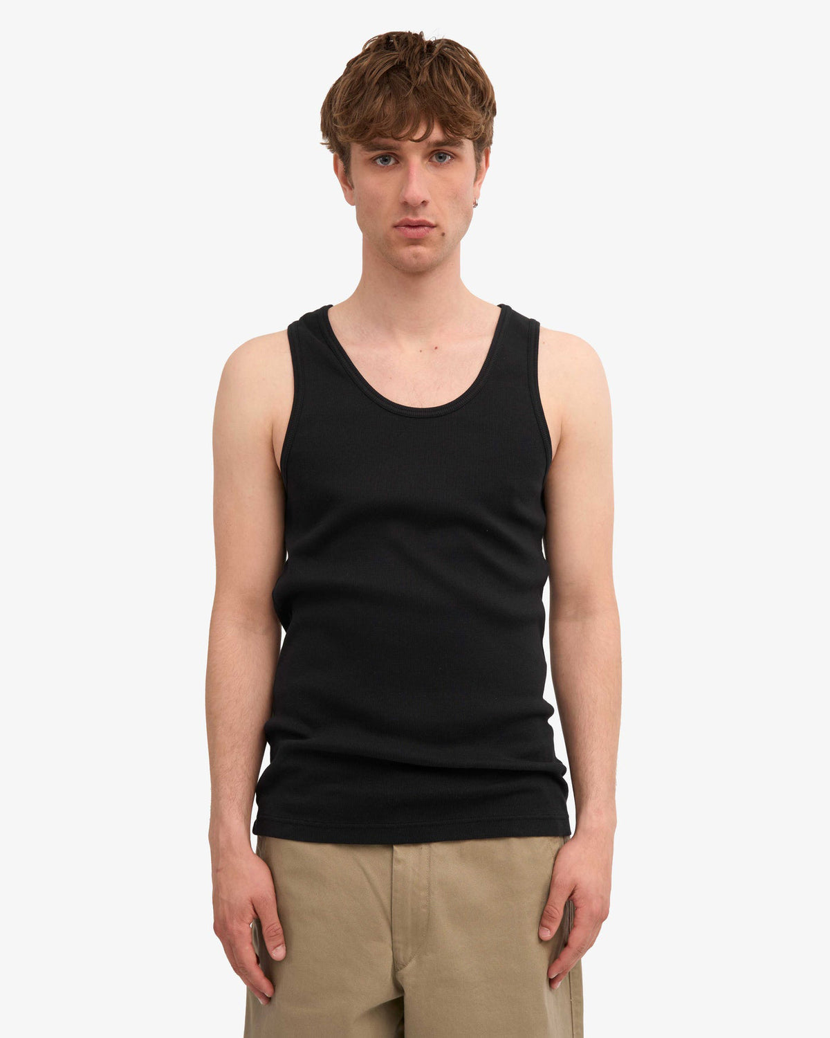 Colorful Standard Organic Rib Tank Top - Deep Black | Colorful Standard T Shirts | JEANSTORE