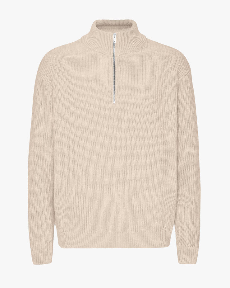 Colorful Standard Merino Wool Quarter Zip Sweater - Ivory White