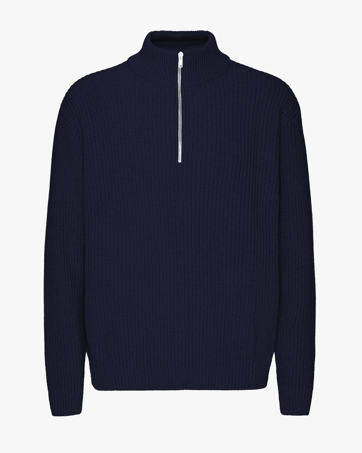 Colorful Standard Merino Wool Quarter Zip Sweater - Navy Blue