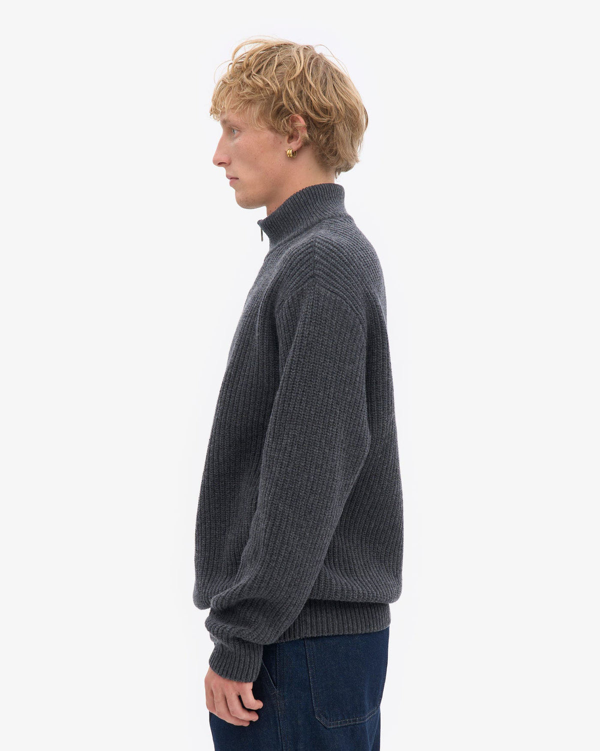 Colorful Standard Merino Wool Quarter Zip Sweater - Lava Grey | Colorful Standard Sweaters & Knitwear | JEANSTORE