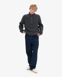 Colorful Standard Merino Wool Quarter Zip Sweater - Lava Grey | Colorful Standard Sweaters & Knitwear | JEANSTORE