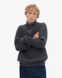 Colorful Standard Merino Wool Quarter Zip Sweater - Lava Grey | Colorful Standard Sweaters & Knitwear | JEANSTORE