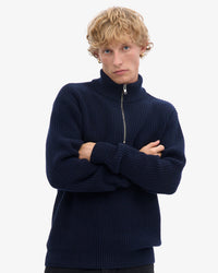 Colorful Standard Merino Wool Quarter Zip Sweater - Navy Blue | Colorful Standard Sweaters & Knitwear | JEANSTORE