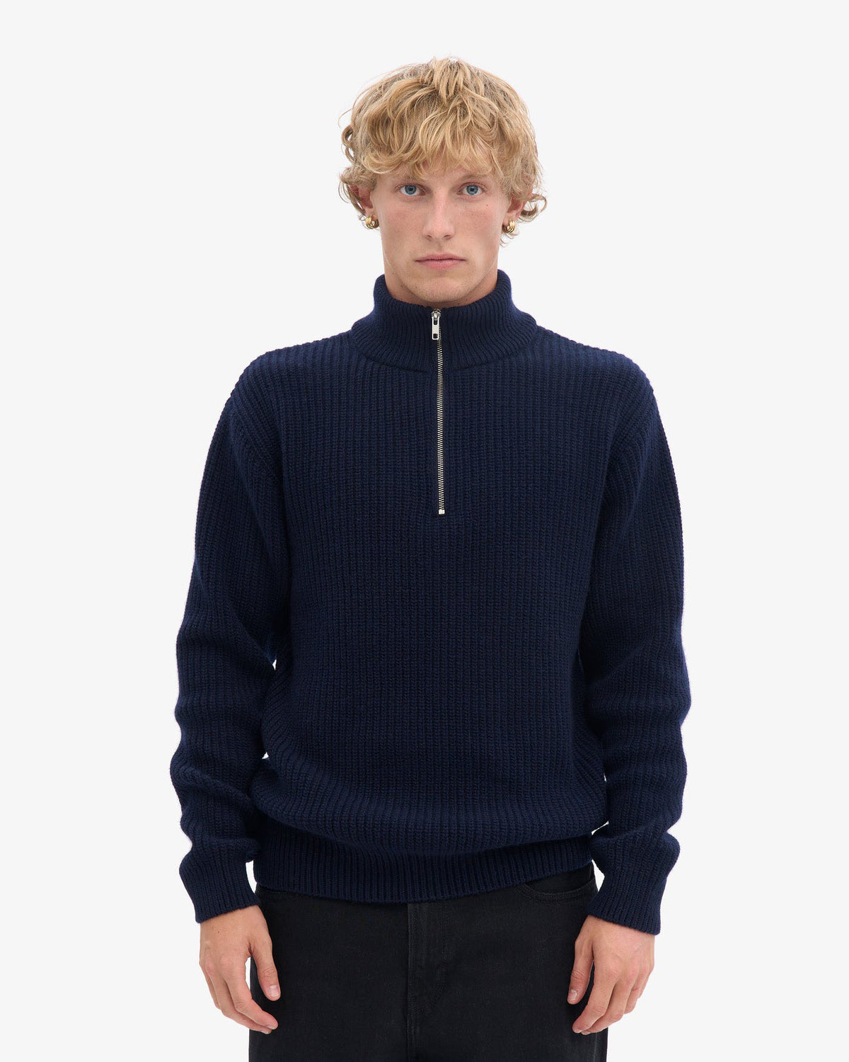 Colorful Standard Merino Wool Quarter Zip Sweater - Navy Blue | Colorful Standard Sweaters & Knitwear | JEANSTORE