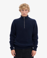 Colorful Standard Merino Wool Quarter Zip Sweater - Navy Blue | Colorful Standard Sweaters & Knitwear | JEANSTORE