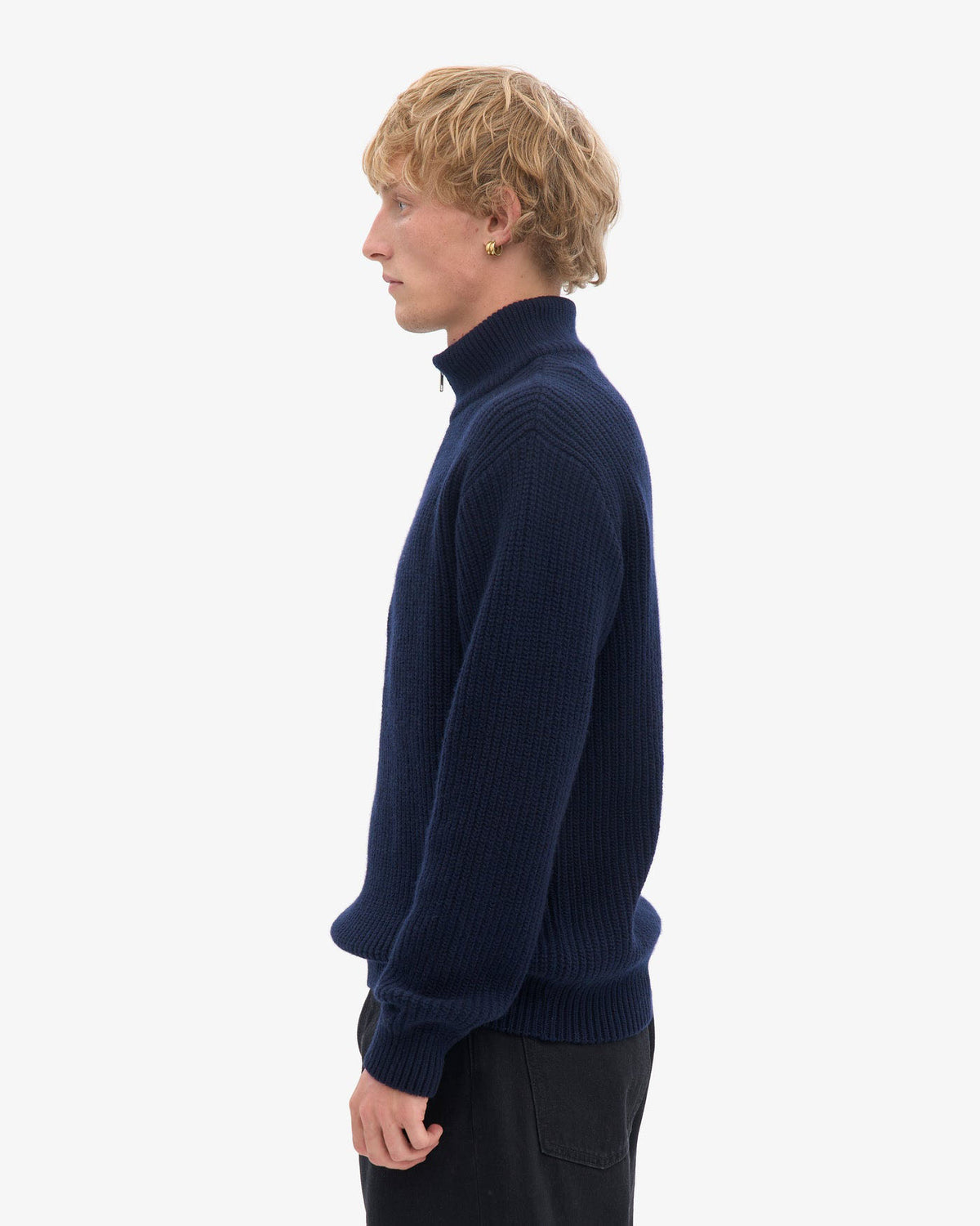 Colorful Standard Merino Wool Quarter Zip Sweater - Navy Blue | Colorful Standard Sweaters & Knitwear | JEANSTORE