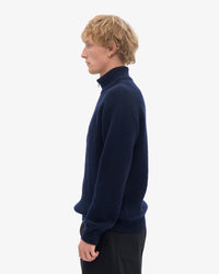 Colorful Standard Merino Wool Quarter Zip Sweater - Navy Blue | Colorful Standard Sweaters & Knitwear | JEANSTORE