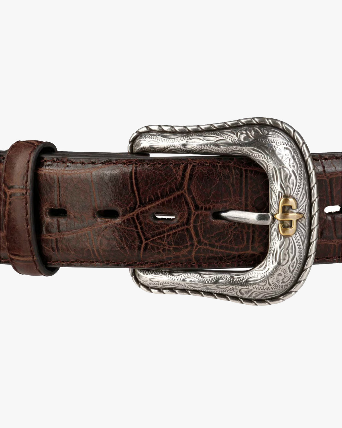 Stetson Caiman Embossed Leather Belt - Brown