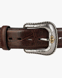 Stetson Caiman Embossed Leather Belt - Brown