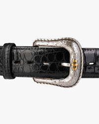 Stetson Caiman Embossed Leather Belt - Black