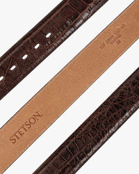 Stetson Caiman Embossed Leather Belt - Brown