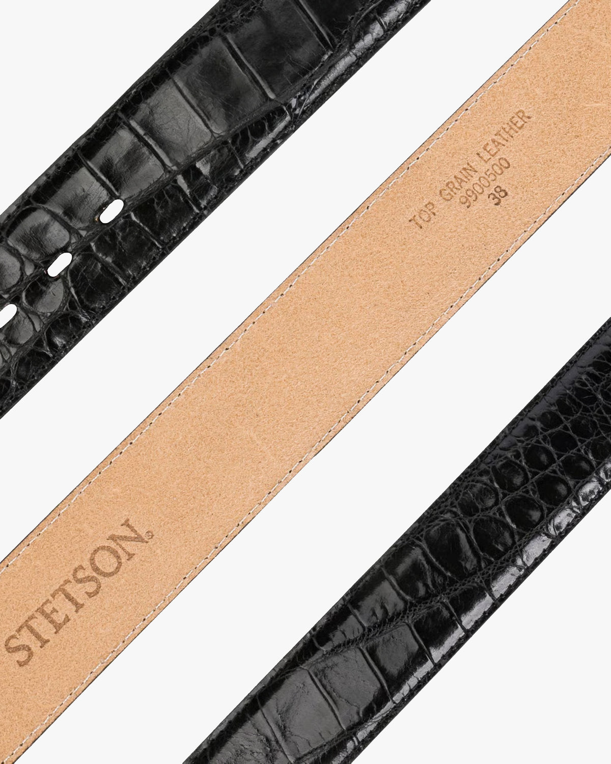 Stetson Caiman Embossed Leather Belt - Black
