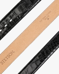 Stetson Caiman Embossed Leather Belt - Black