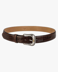 Stetson Caiman Embossed Leather Belt - Brown