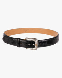 Stetson Caiman Embossed Leather Belt - Black