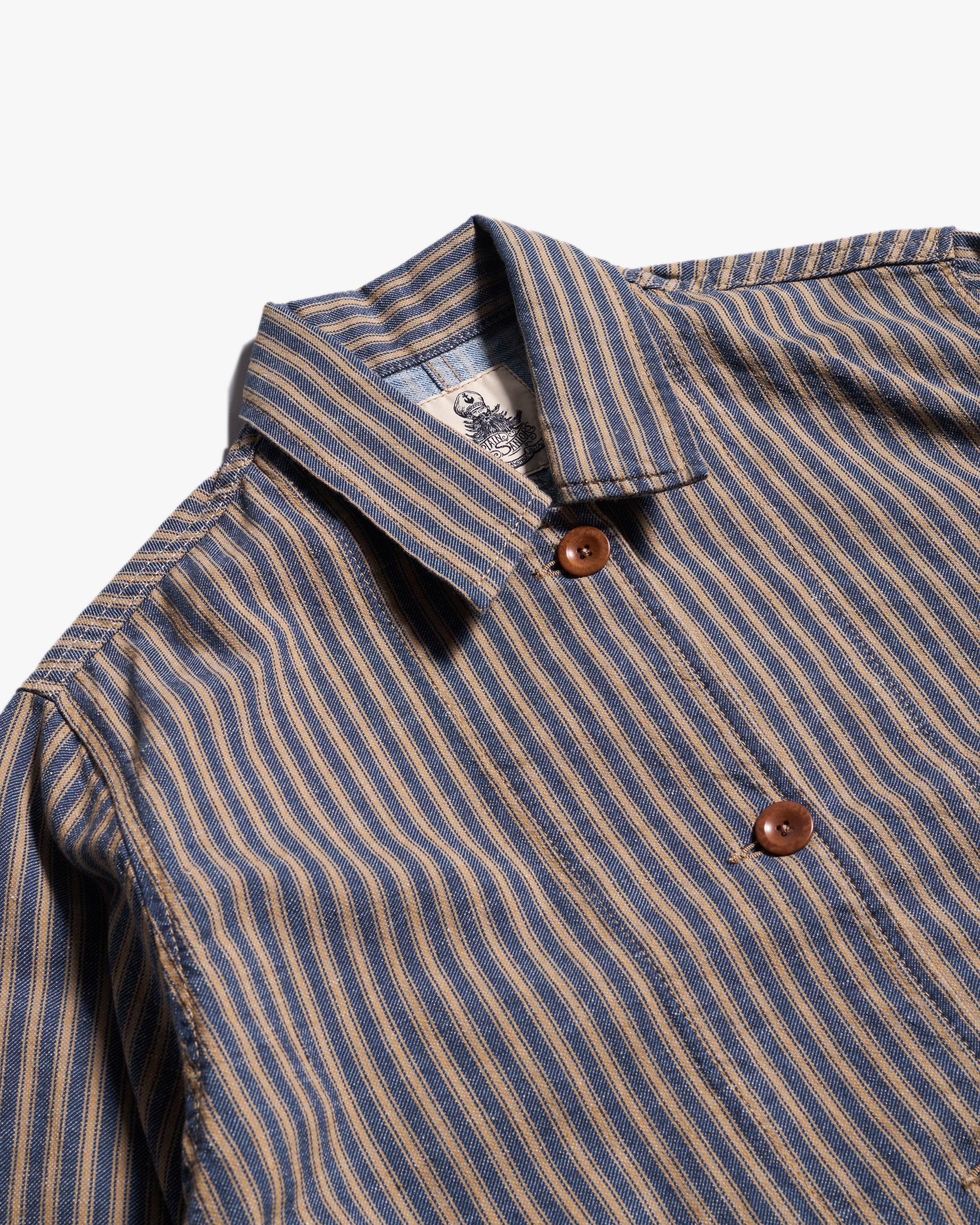 Captain Santors Striped Work Jacket - Blue / Beige