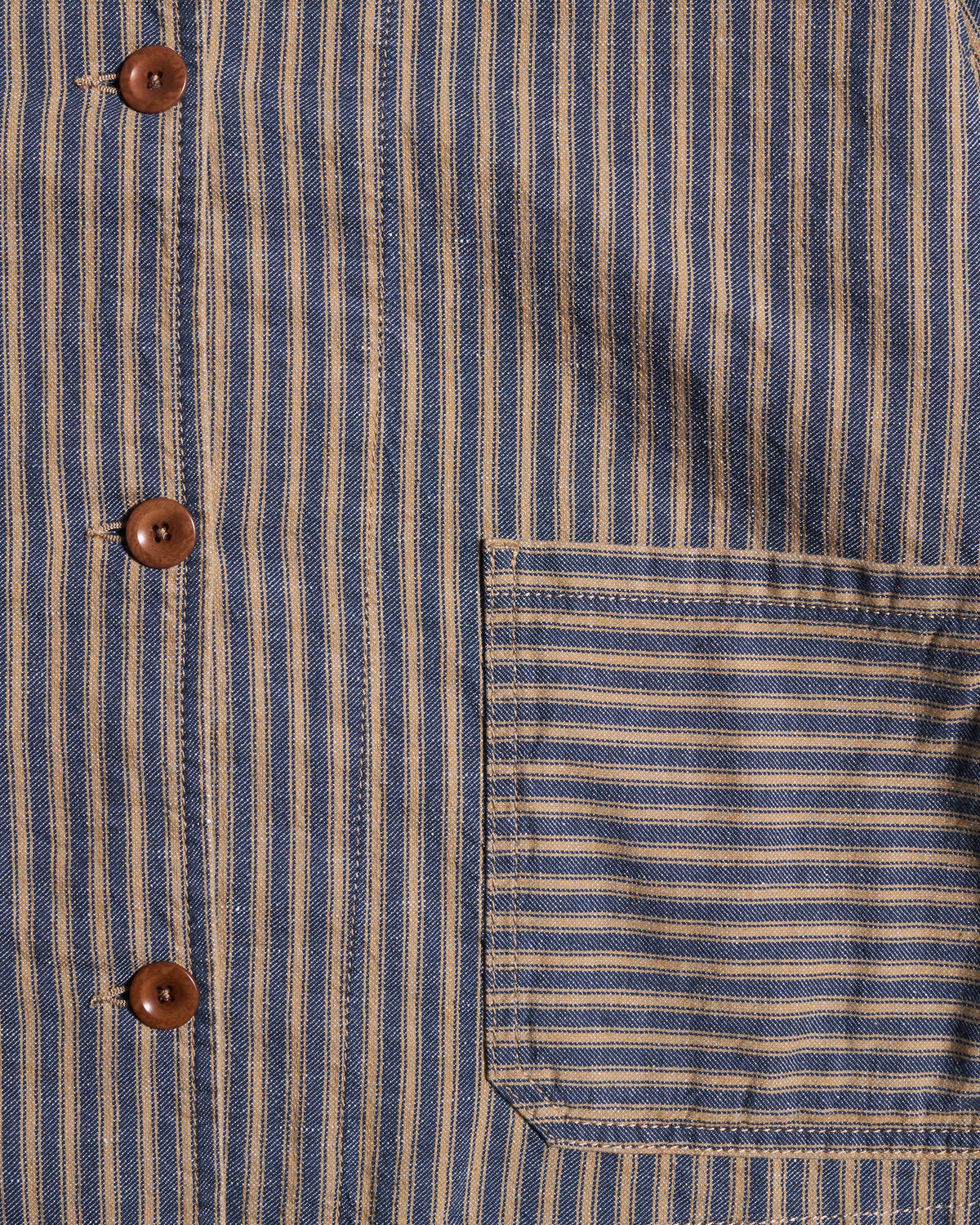 Captain Santors Striped Work Jacket - Blue / Beige | Captain Santors Jackets & Coats | Jeanstore