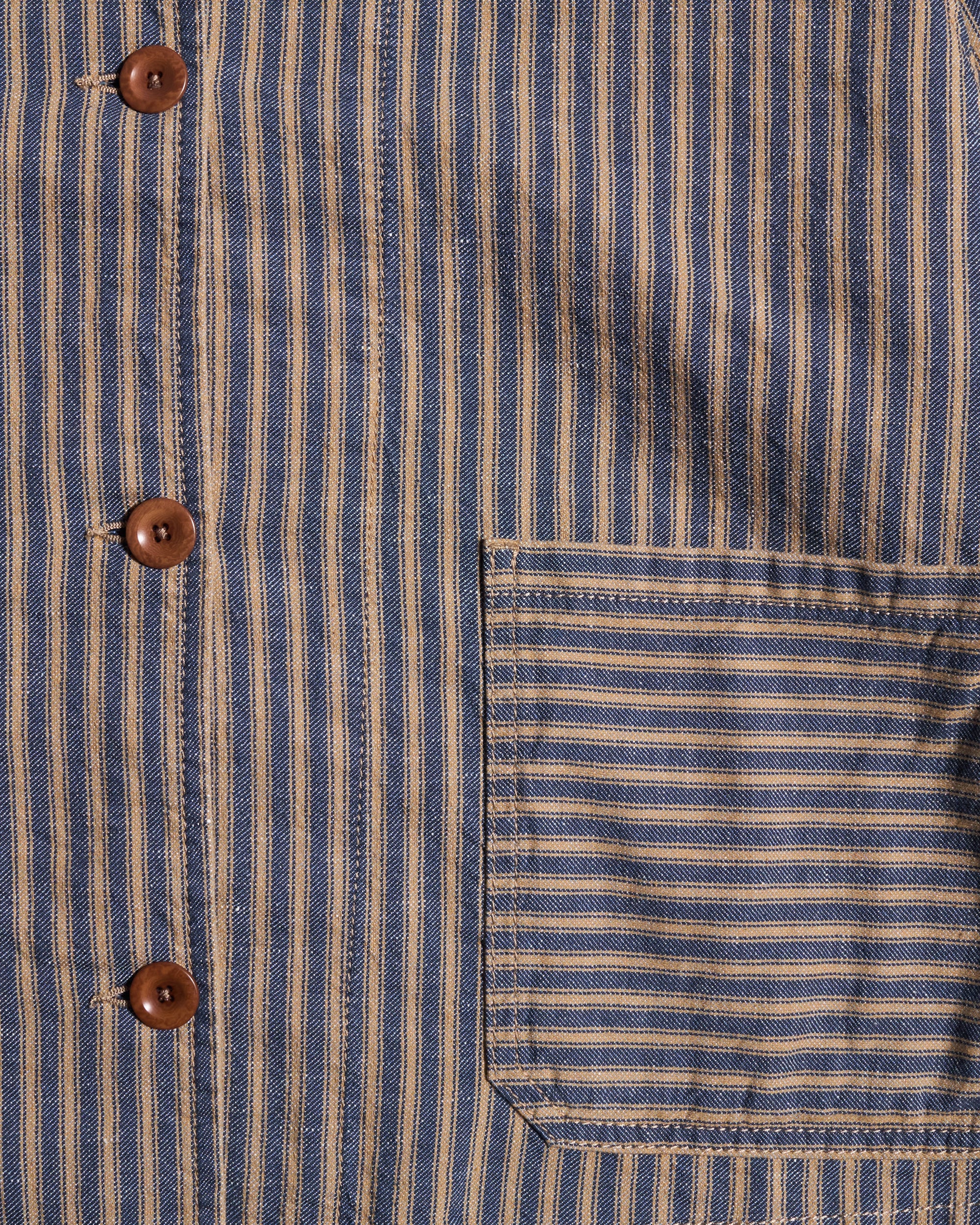 Captain Santors Striped Work Jacket - Blue / Beige