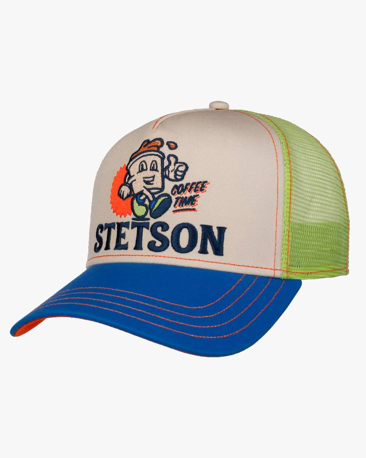 Stetson Barista Coffee Time Trucker Cap - Blue / Ecru