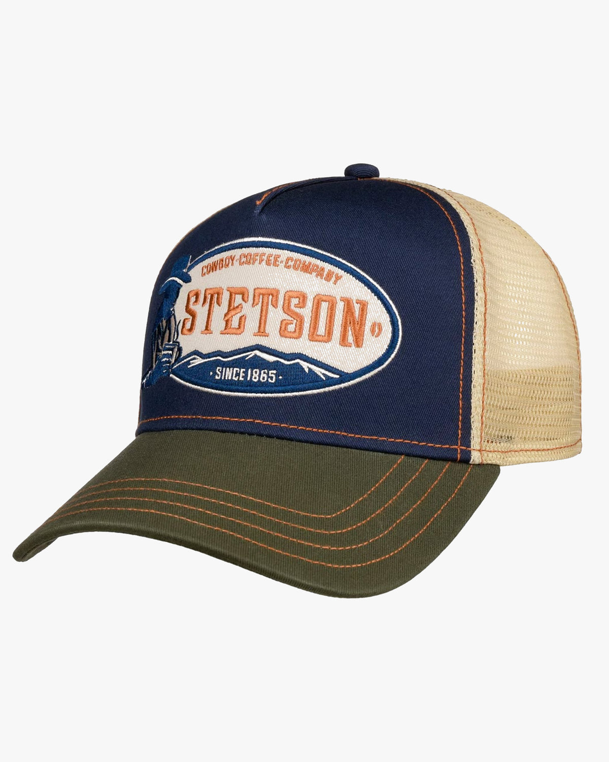 Stetson Cowboy Coffee Trucker Cap - Olive / Navy | Stetson Hats | JEANSTORE