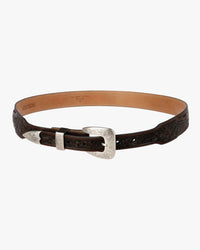Stetson Croco Print Tooled Leather Belt - Brown