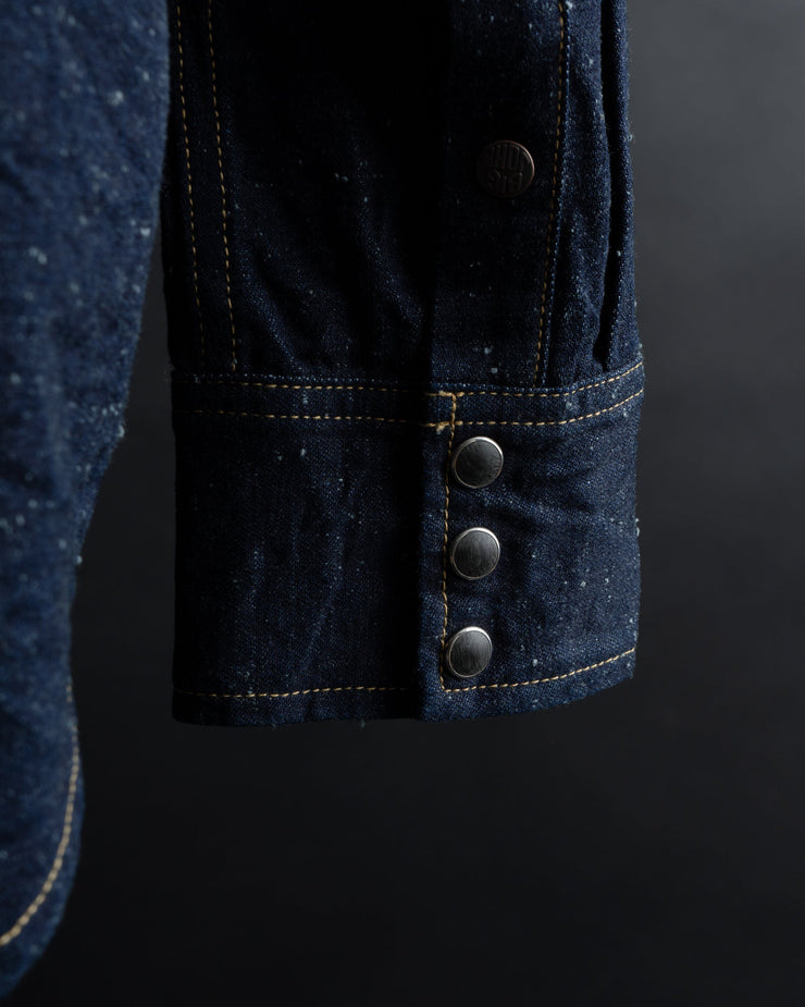 Big John MS004E 10oz Selvedge Denim Work Shirt - Vintage Neppy Indigo