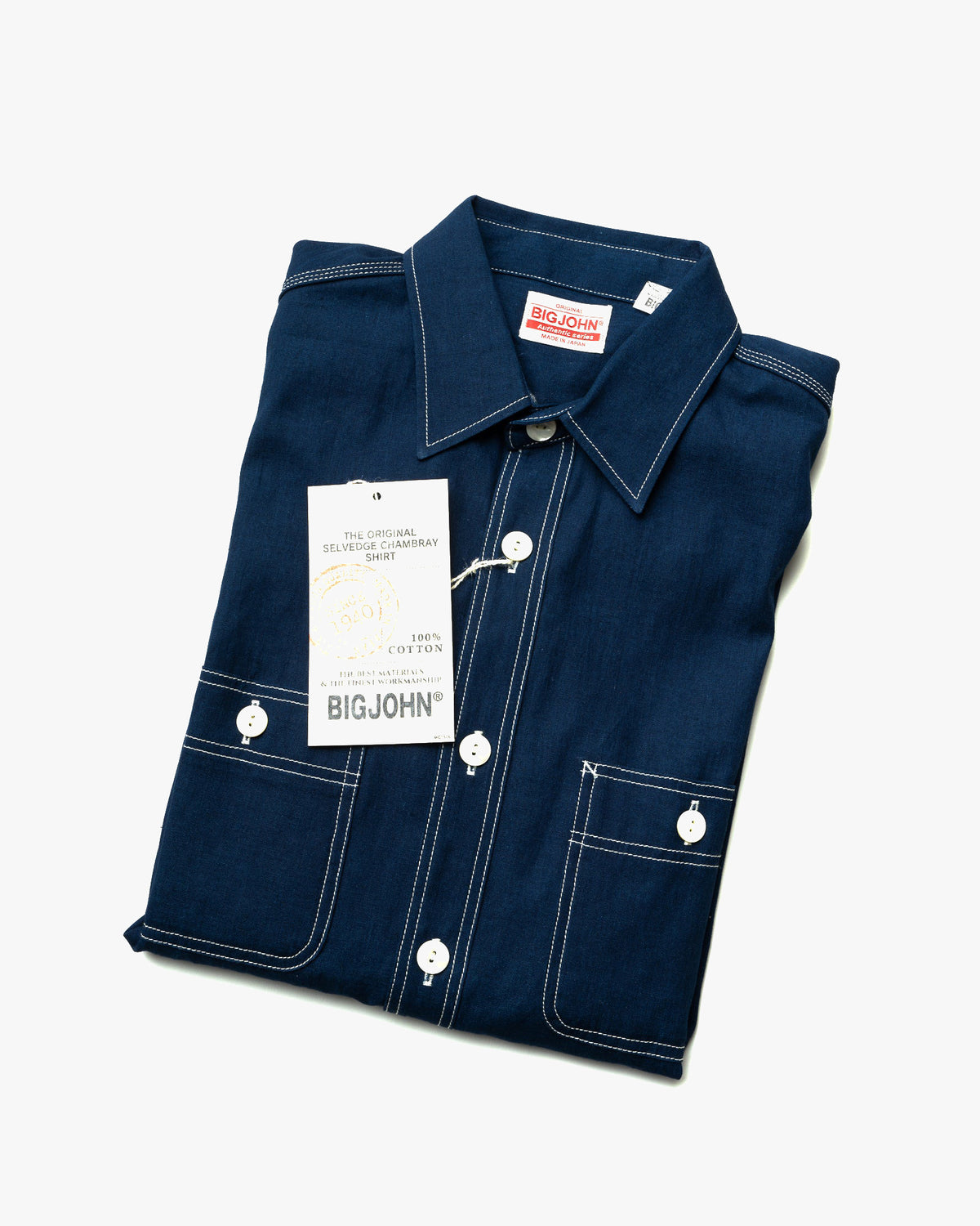 Big John MS003R Chambray Shirt - Dark Indigo | Big John Shirts | JEANSTORE