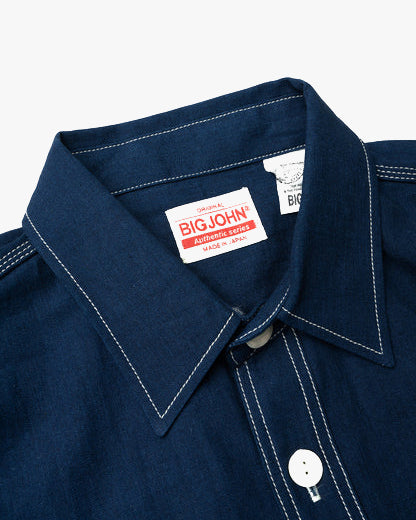 Big John MS003R Chambray Shirt - Dark Indigo | Big John Shirts | JEANSTORE