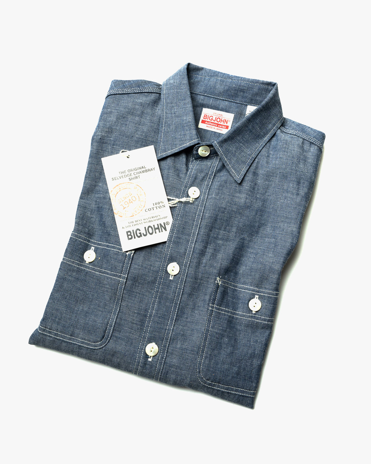 Big John MS003R Chambray Shirt - Indigo | Big John Shirts | JEANSTORE