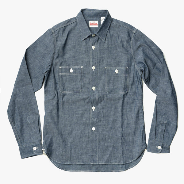 Big John MS003R Chambray Shirt - Indigo | Big John Shirts | JEANSTORE