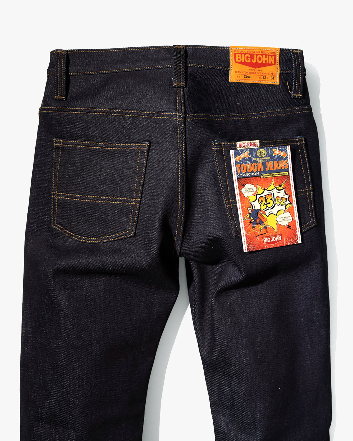 Big John M104G Tough 23oz Straight Fit Selvedge Mens Jeans - Unwashed | Big John Jeans | JEANSTORE